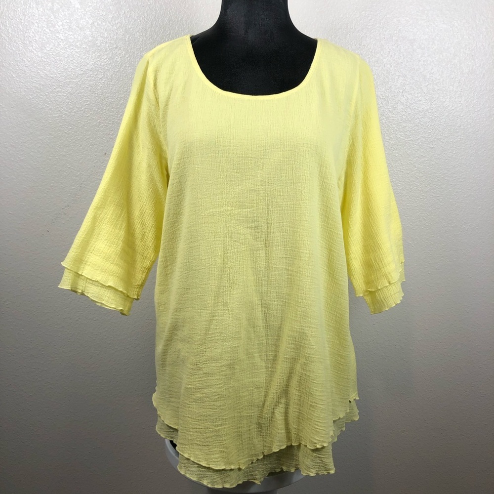 Soft Surroundings Siesta Key Tunic Top Size Medium Yellow Gauze Cotton - Picture 2 of 11